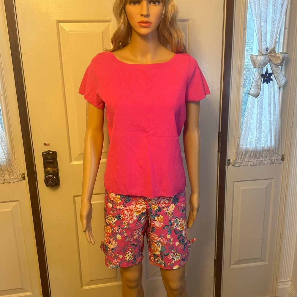 Counterparts XL  pink flowered shorts paired with pink L top by Worthington 2pcs